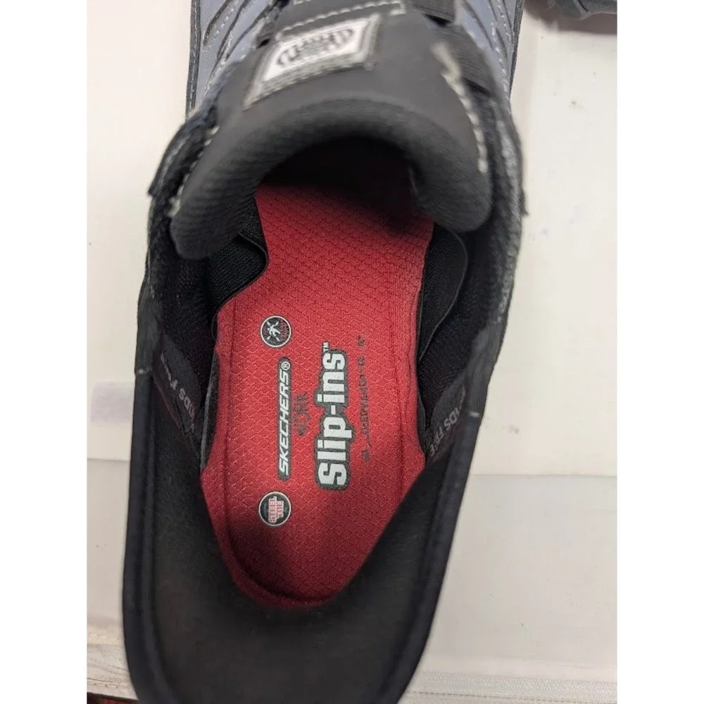 Skechers Work Hands Free Slip-ins Cankton Faison Steel Toe Shoes Men's 13 Gray